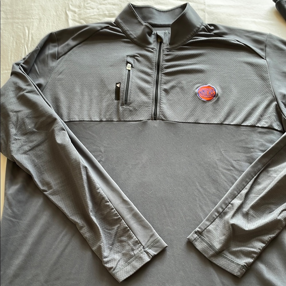 Knicks Adidas Gray Lightweight Quarter-Zip Jacket
